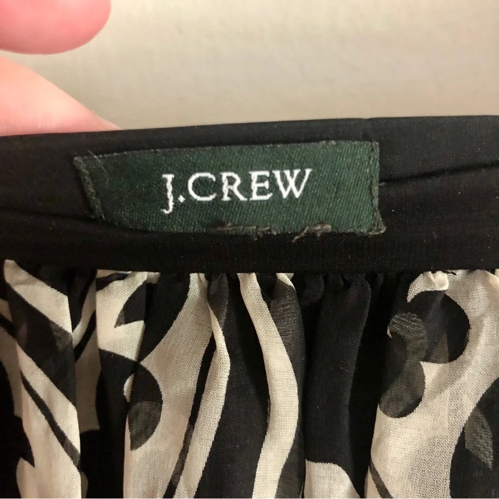 J. Crew Black and White Damask Print Silk Midi Skirt